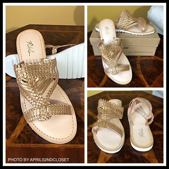 METALLIC LEATHER WOVEN FLATS SANDALS - Picture 8 of 8